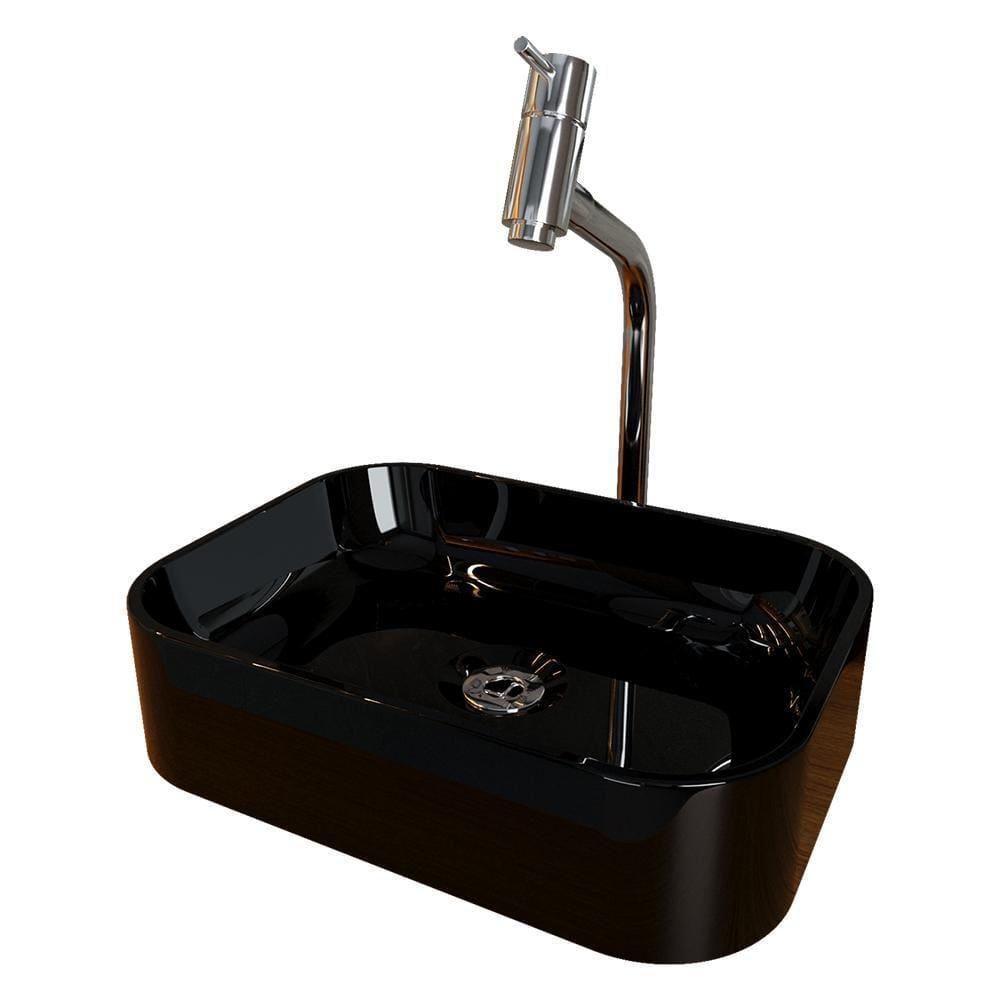 Cuba Pia Banheiro Oxford Torneira DL08 Valvula Abs Preto Brilho