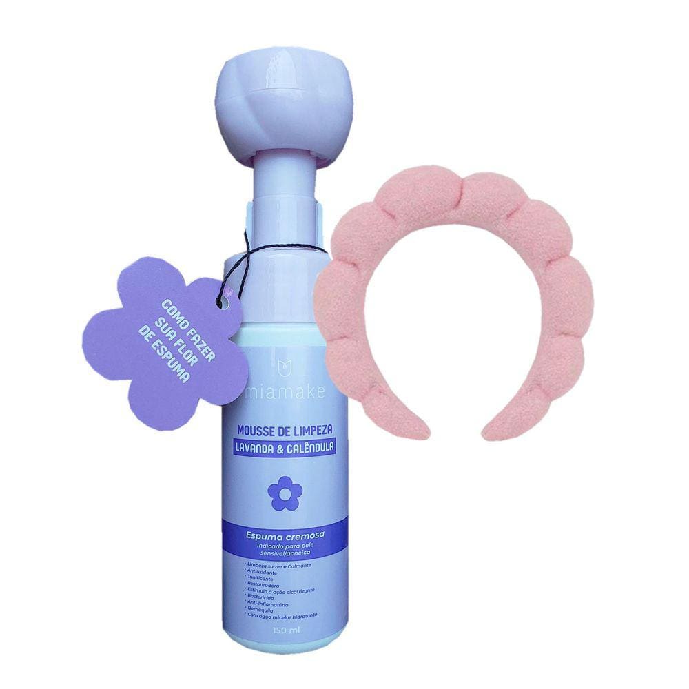 Kit Mousse De Limpeza Lavanda & Calêndula Com Aplicador Flor De Espuma + 1 Tiara Nuvem