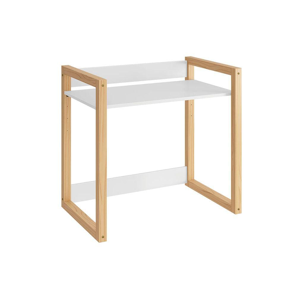 Mesa Zoe Infantil com Regulagem de Altura Branco Fosco/ Madeira Natural - Reller