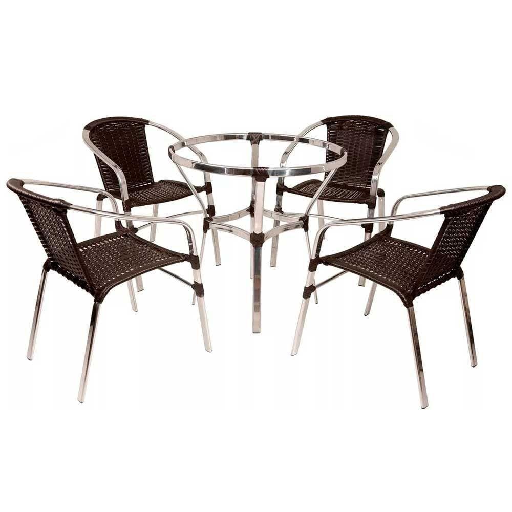 4 Cadeiras Floripa E Mesa Ascoli Em Alumínio