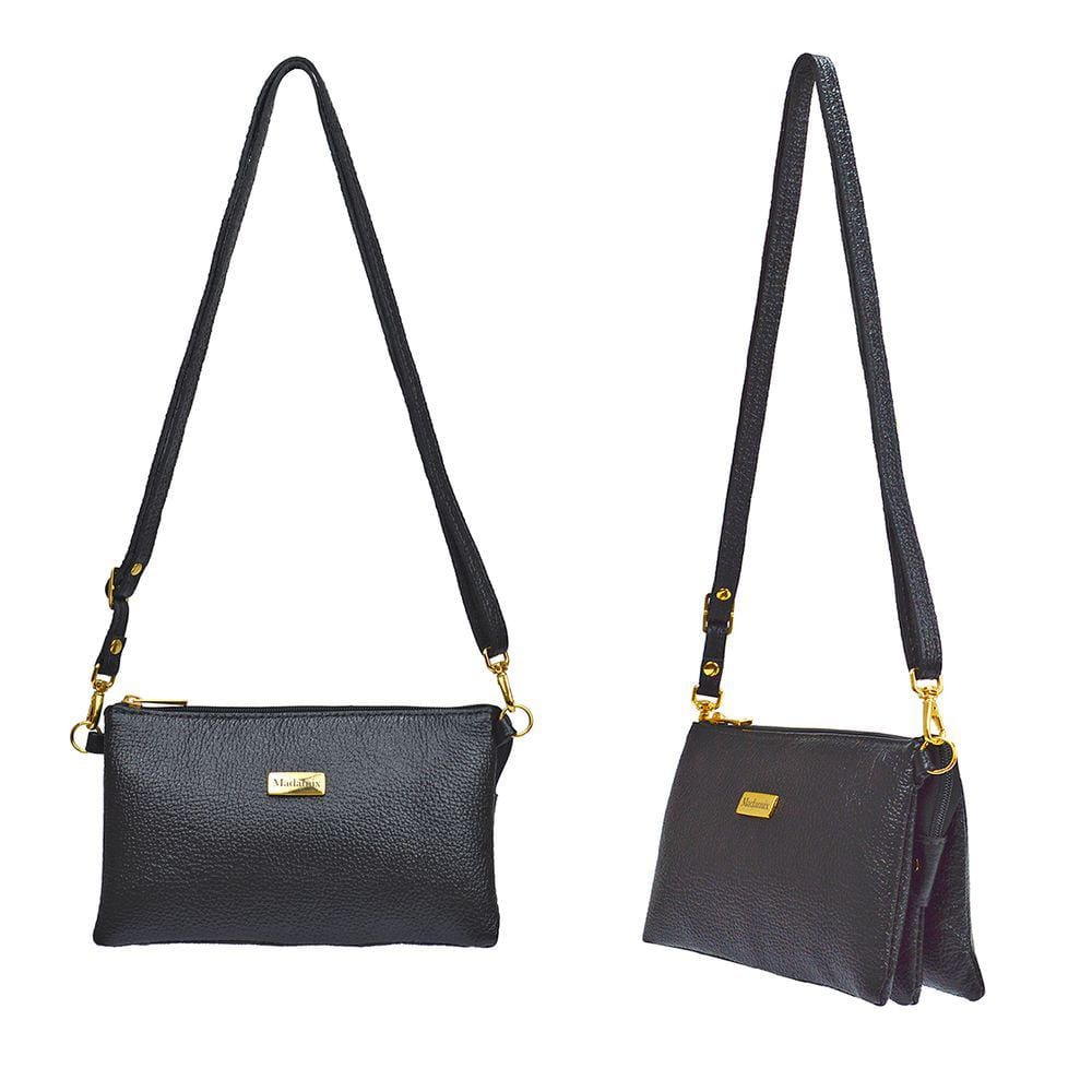 Bolsa Feminina Transversal Tiracolo Pequena Lateral em Couro