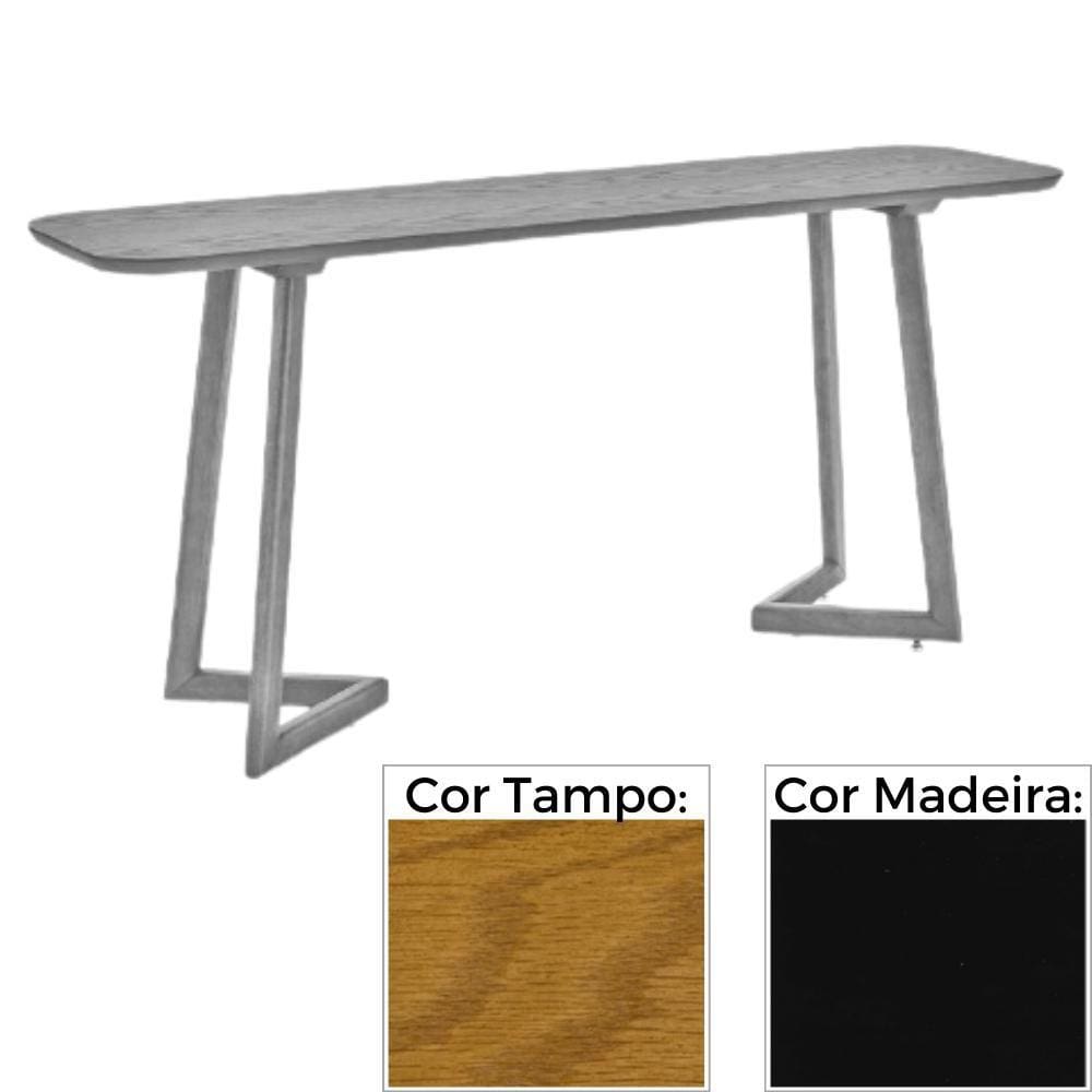 Aparador MH-5345 Herval 160 cm Madeira Laca Fosca Preta Tampo Carvalho Amêndoa Base Preta