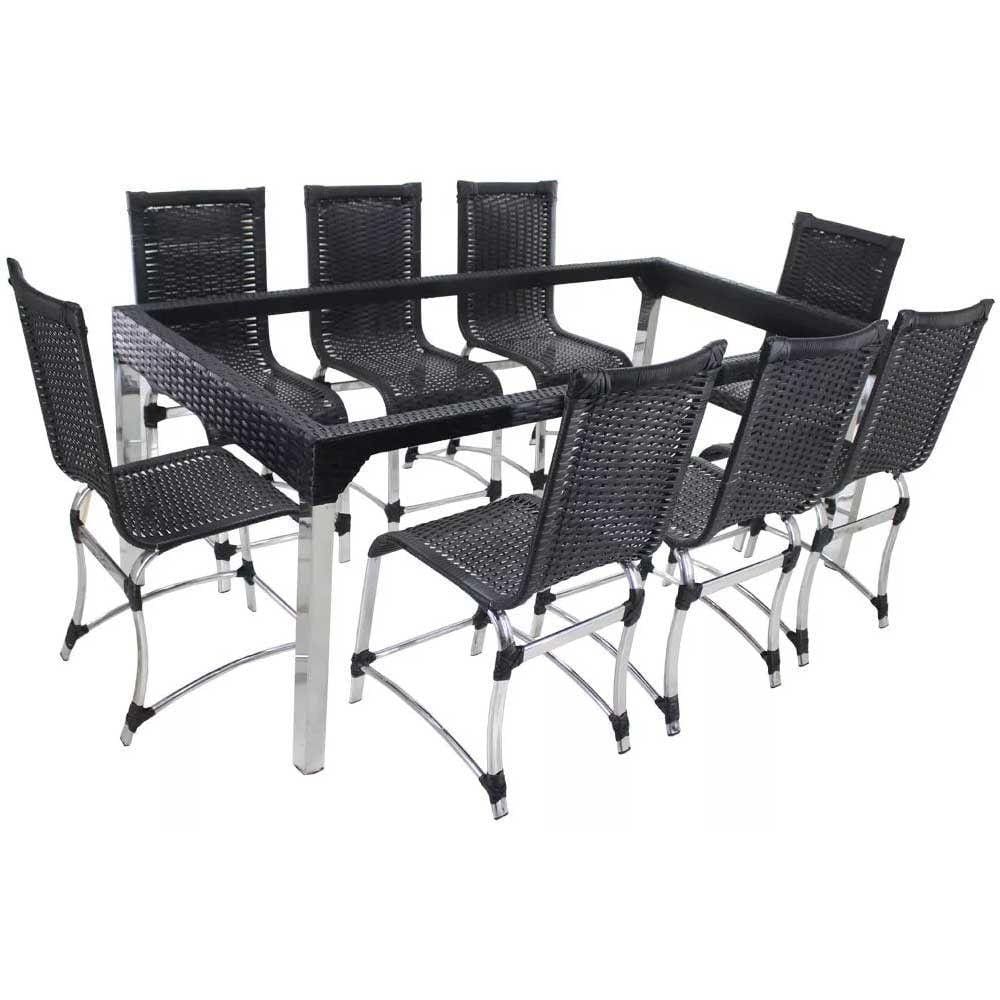 8 Cadeiras E Mesa Haiti Alumínio Cozinha Preto
