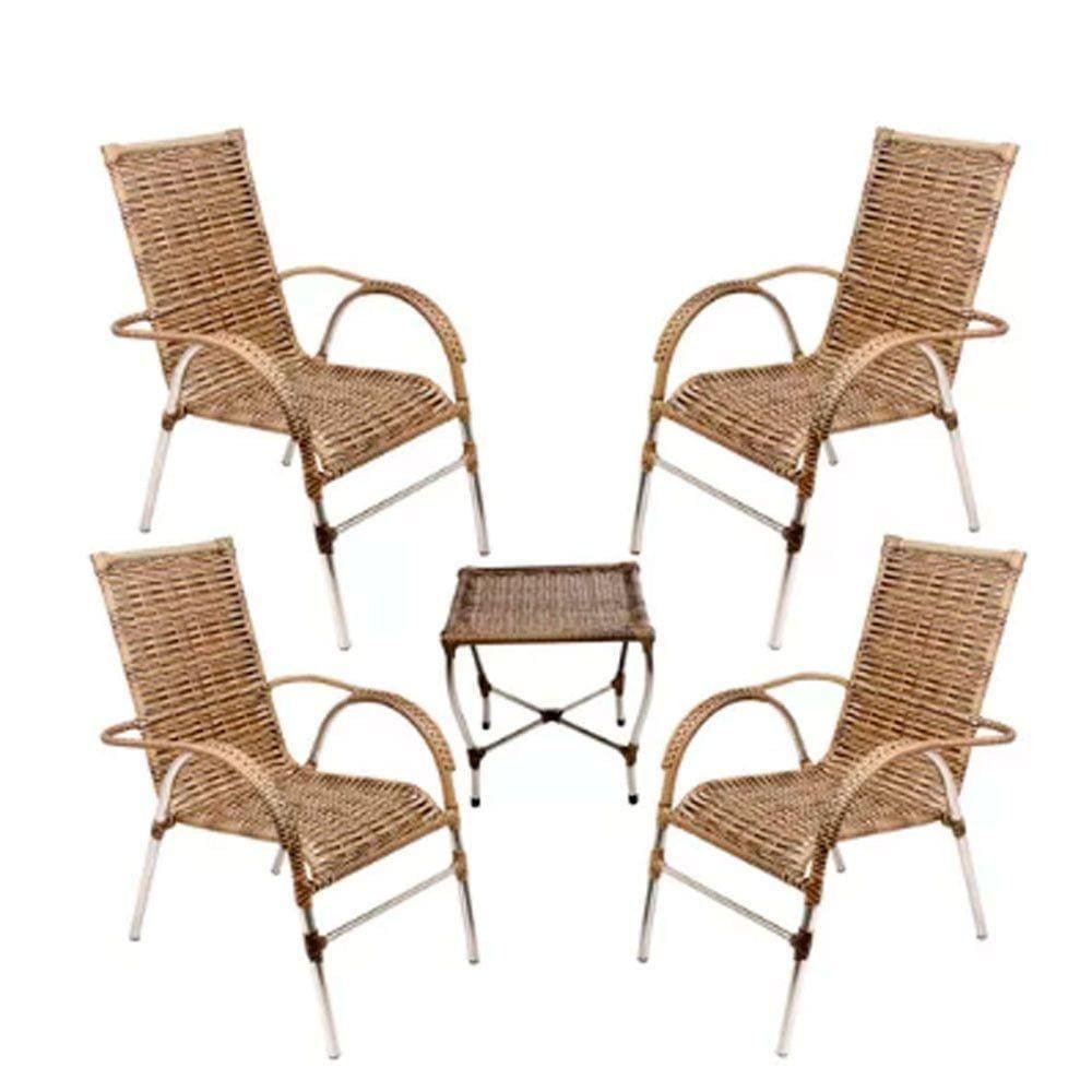 Kit 4 Cadeiras Vênus E Mesa De Centro Garden  Capuccino