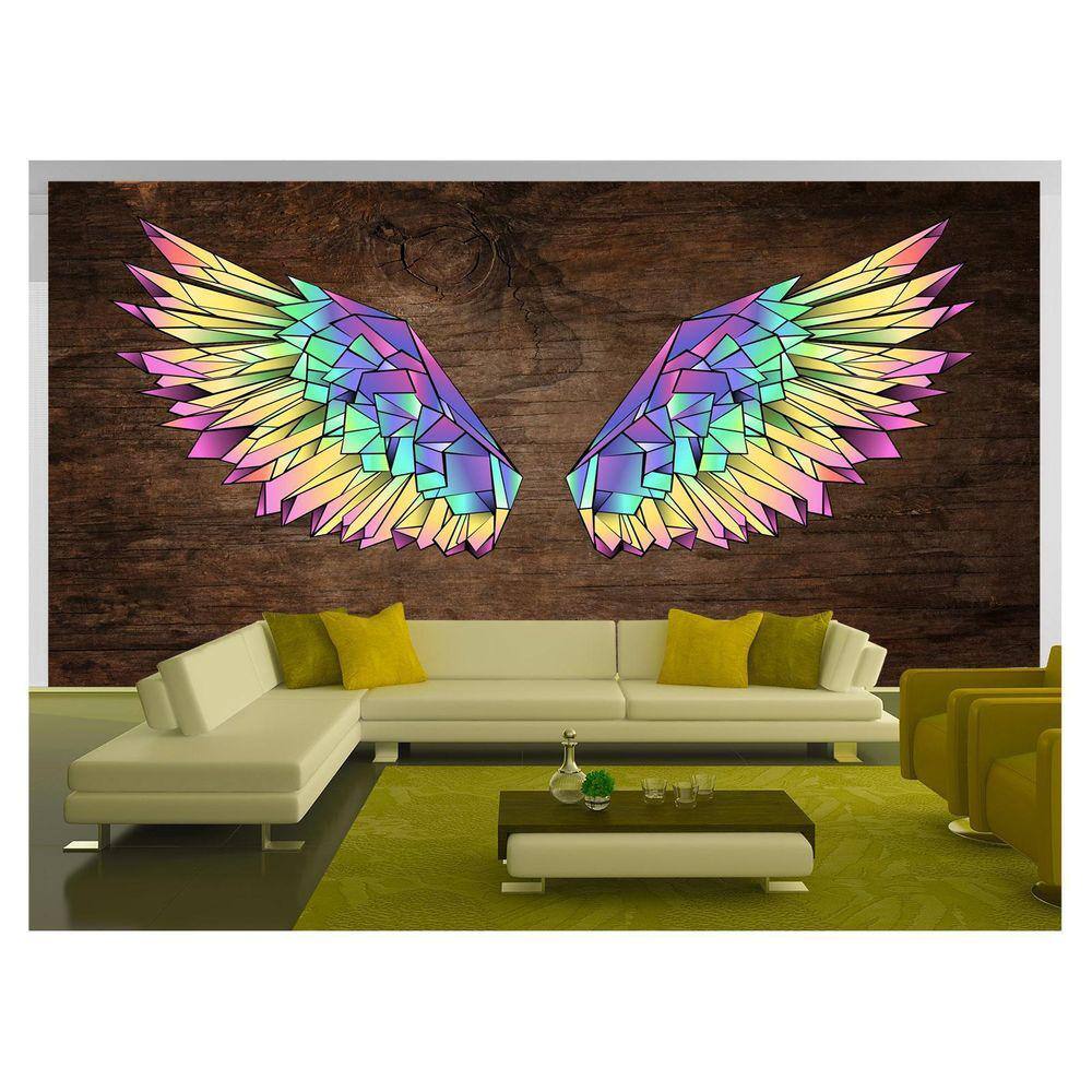 Papel De Parede 3D Arte Asas Selfie Insta Cores 3,5M Tra235