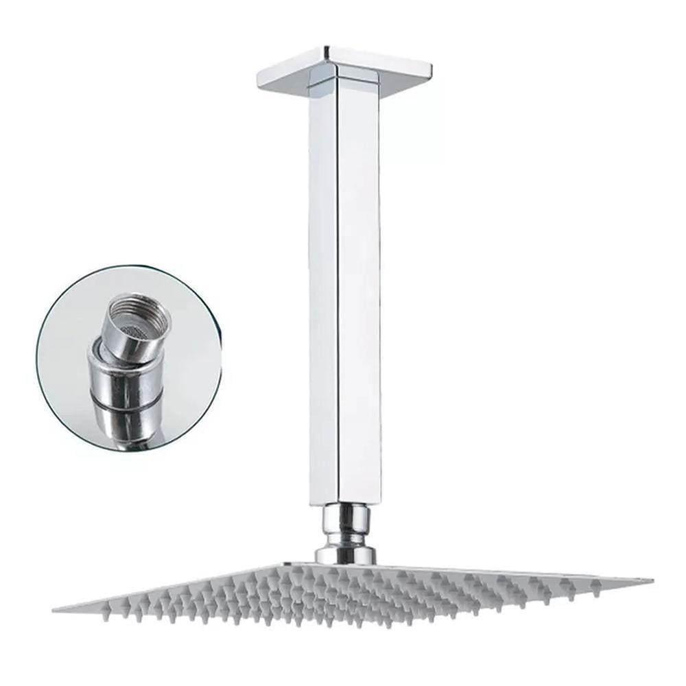 Chuveiro Ducha Inox 20X20 Slim Suporte Teto Quadrado Luxo