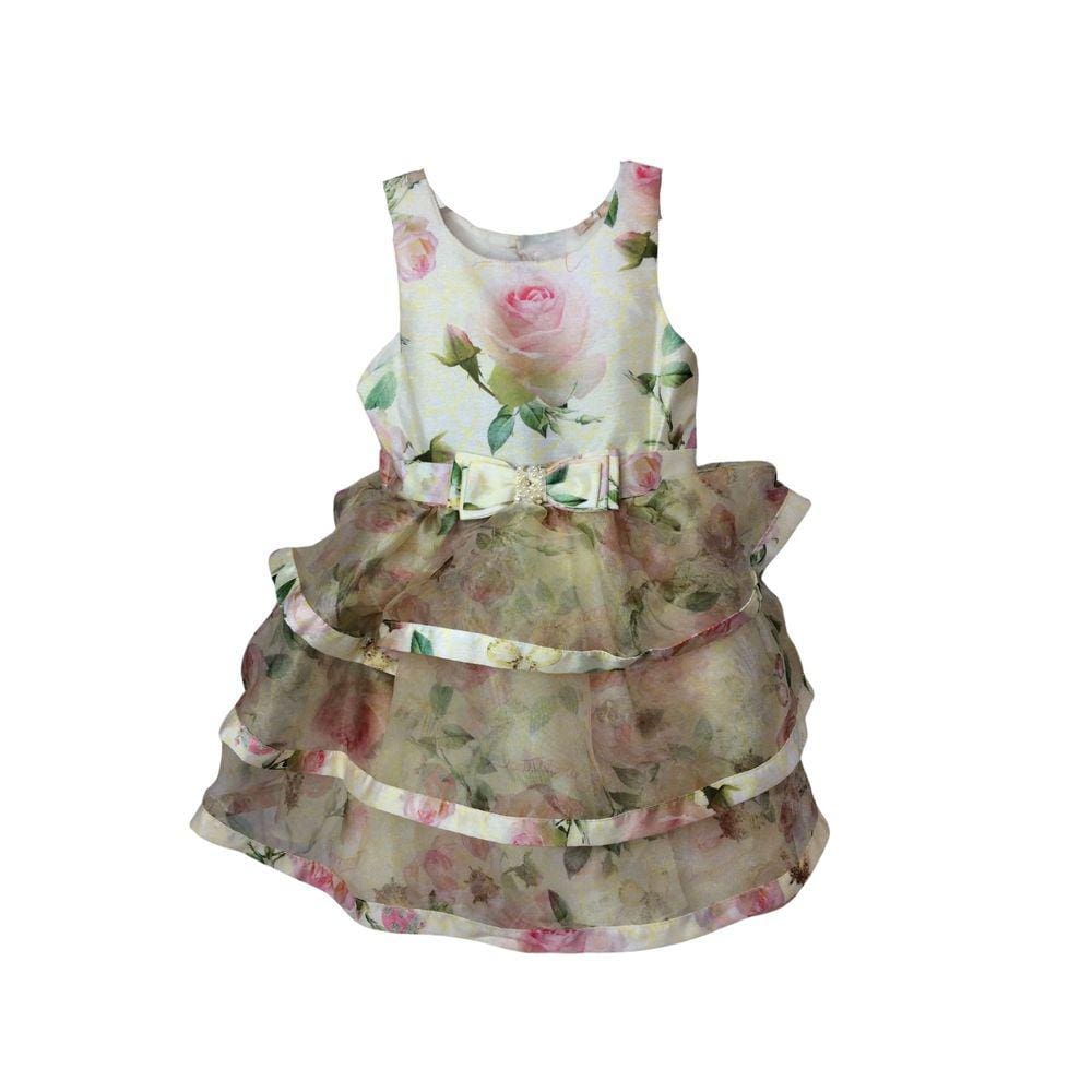 Vestido Festa Infantil Petit Cherie Luxo Amarelo Floral tam 2