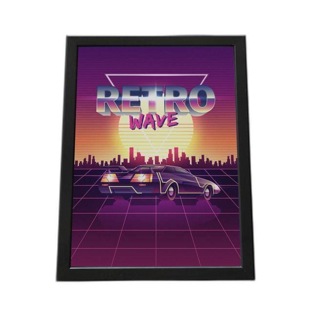Quadro Com Moldura Retrowave Carro