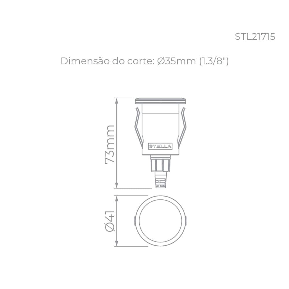 Balizador de solo WAY RING BIVOLT1W 3000K IP67 Balizador de solo redondo WAY RING Bivolt 1W 3000K IP67