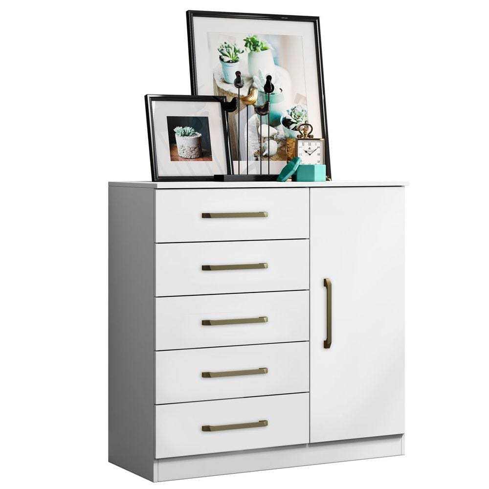 Cômoda 5 Gavetas 1 Porta Lily