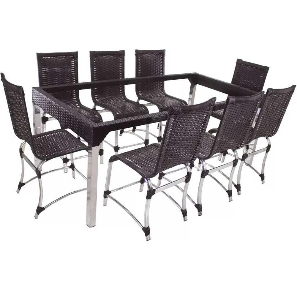 Conjunto De 8 Cadeiras E Mesa De Jantar Haiti Preto