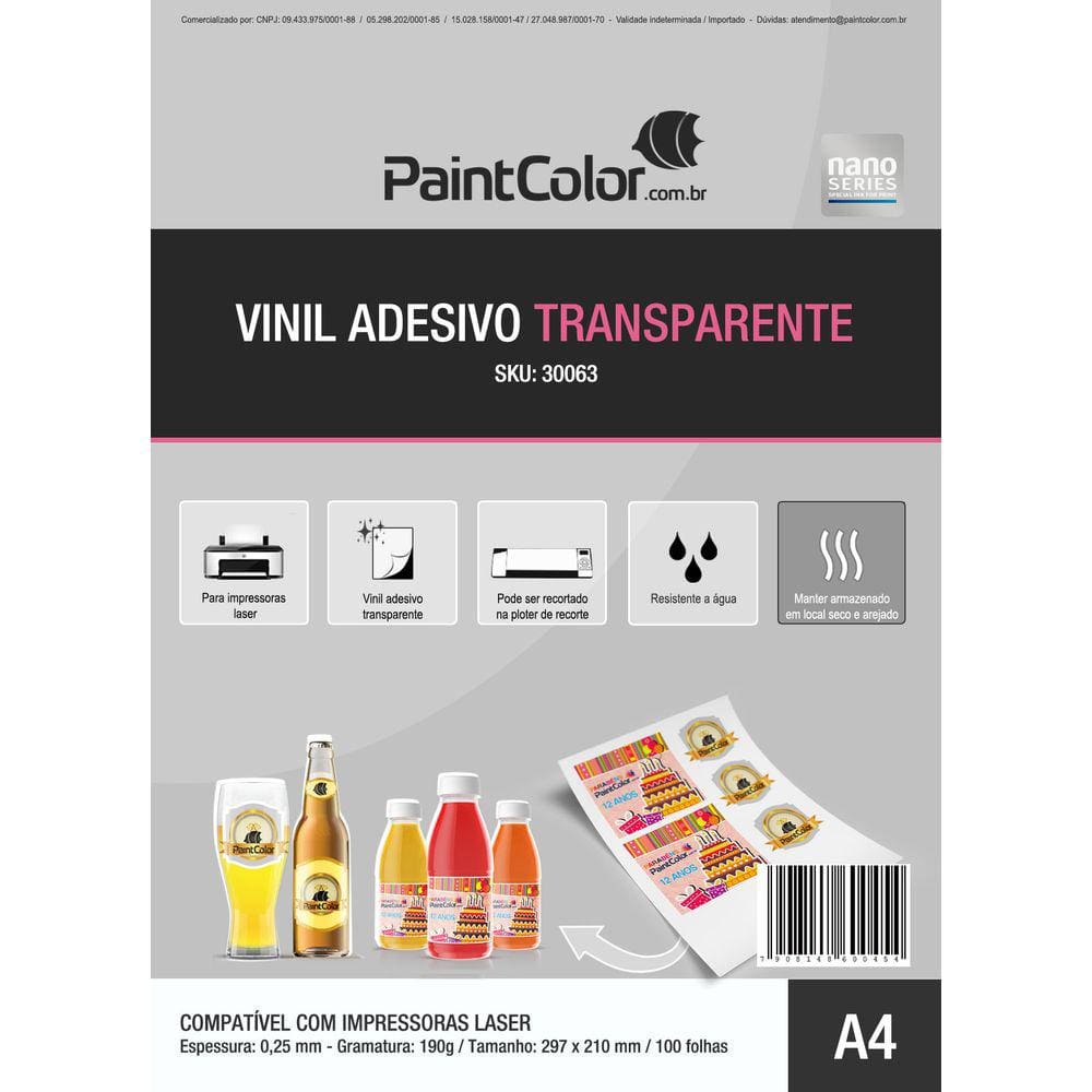 Vinil Adesivo para Laser Glossy Transparente A4 100 Folhas