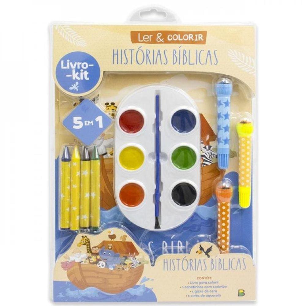 Livro-Kit Ler & Colorir - A Bíblia Para Colorir