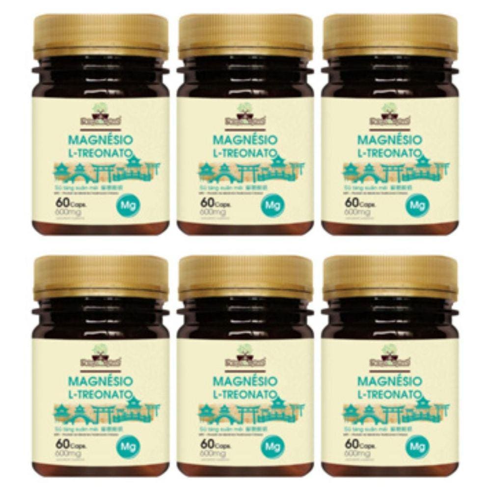 Kit 6 Un - Magnesio L Treonato 600Mg 60 Caps Folha & Raizes
