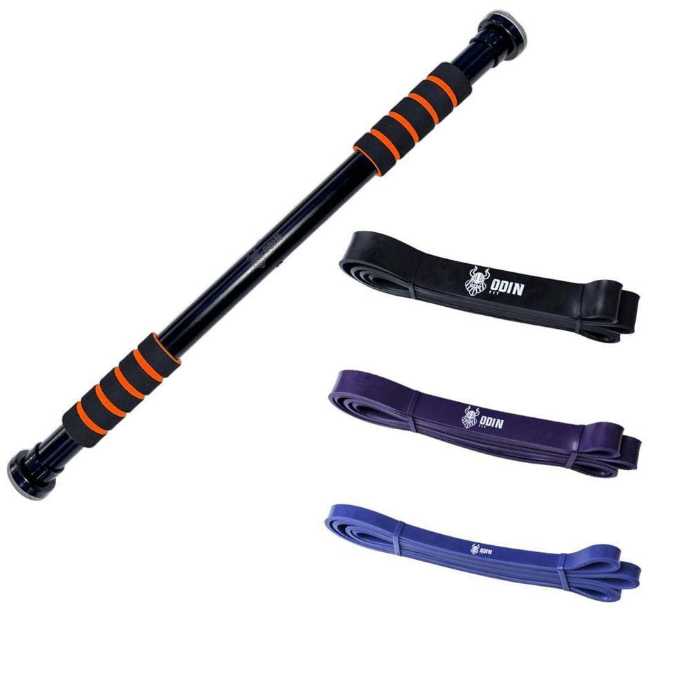 Barra Para Porta + Super Band 3 Intensidades Treino Odin Fit
