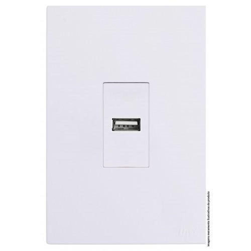 Conjunto Entrada Usb 2A Vertical 4X2 Branco Brg11396-4Br