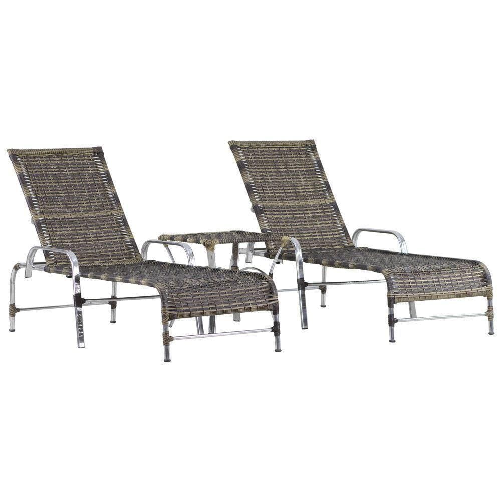 Kit 2 Espreguiçadeiras Catar E Mesa Garden Capuccino