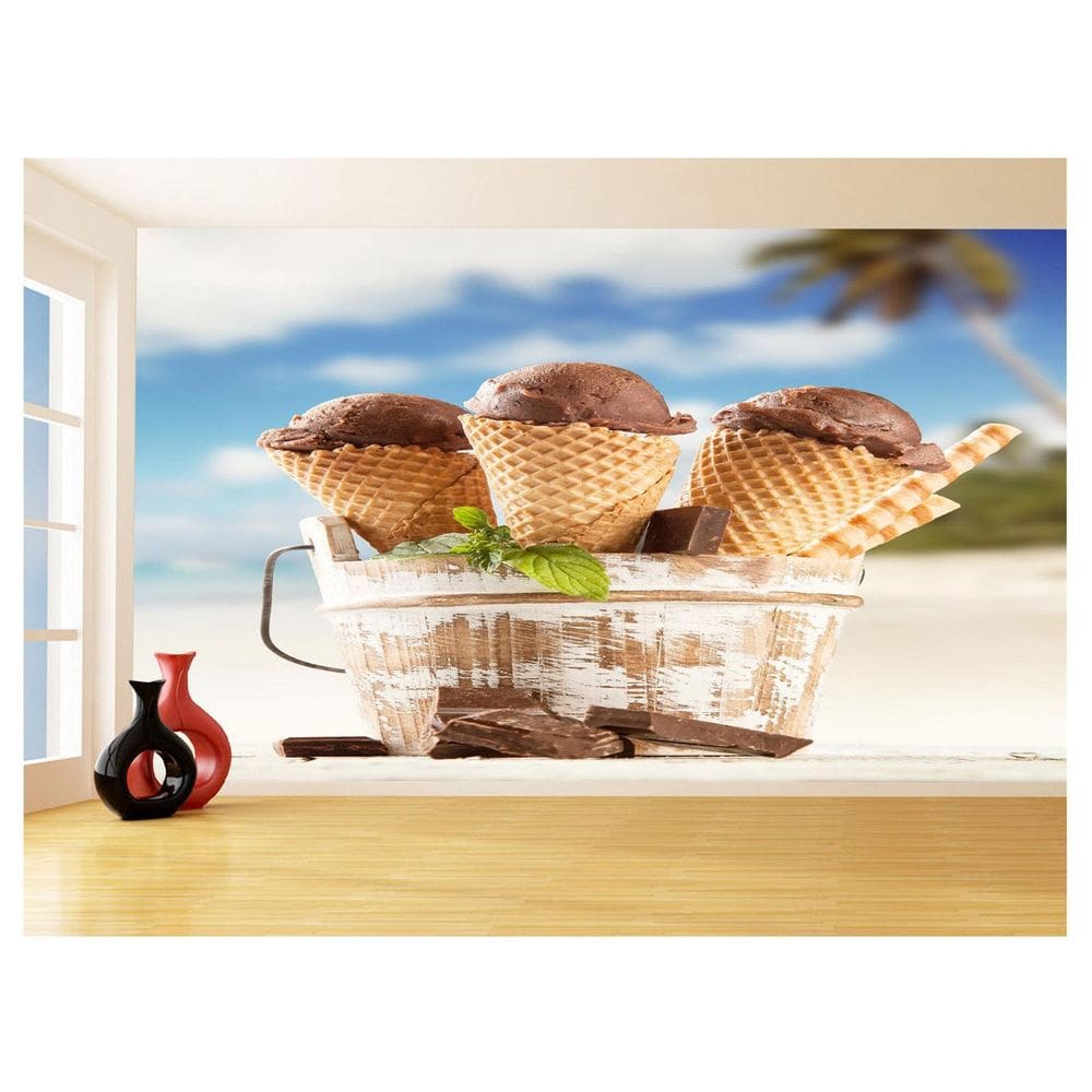 Papel De Parede 3D Alimentos Sorveteria Sorvete 3,5M Al402