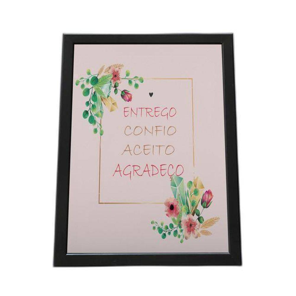 Quadro Com Moldura Entrego, Confio, Aceito E Espero
