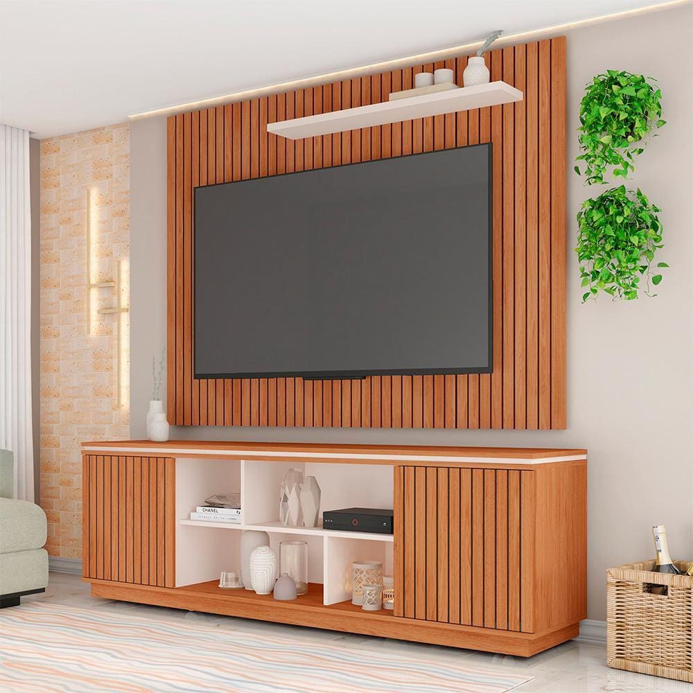 Rack Com Painel TV até 70 Polegadas Marrom Falcon Caemmun