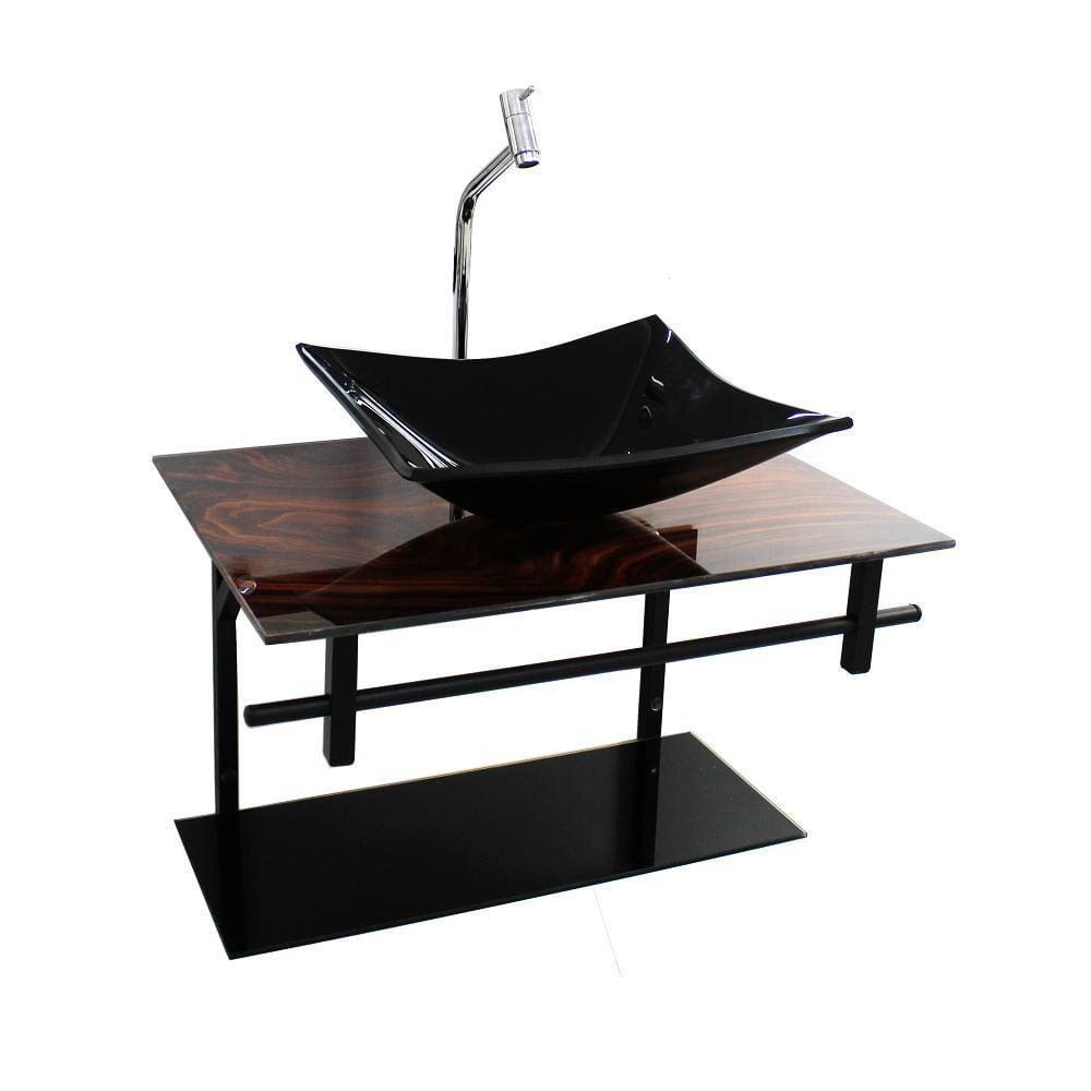 Gabinete Vidro Banheiro 60Cm Retangular Ap Slim Madeira