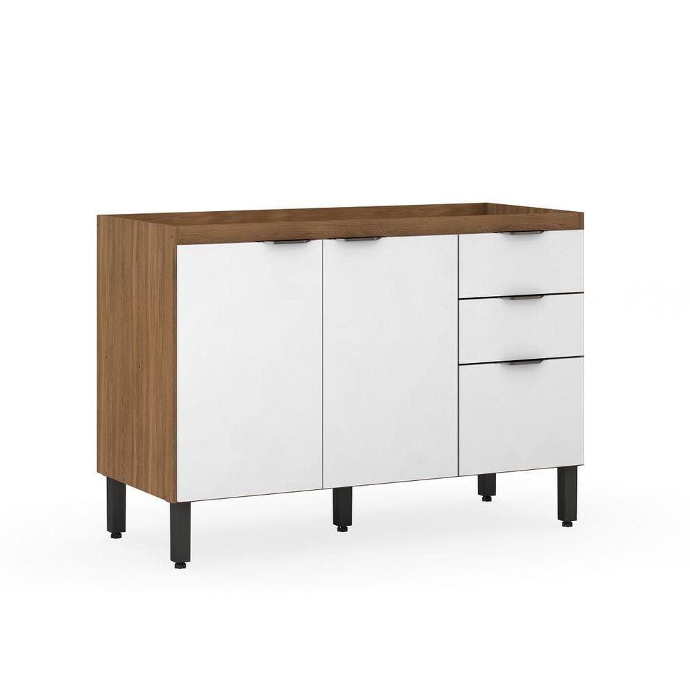 Balcão Armário de Cozinha Firenze 120cm Amendola/Branco S/ Tampo - Demobile