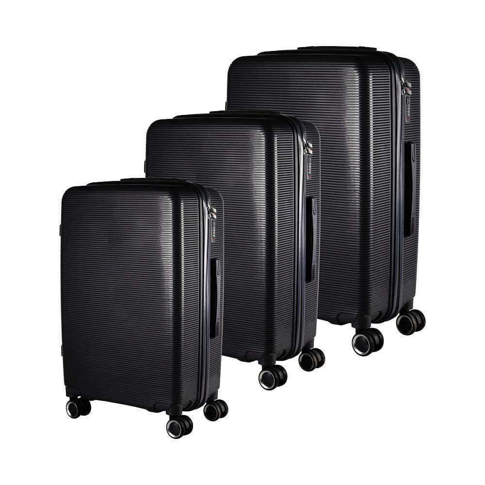 Kit Mala 35Kg + 23Kg + 10Kg Polipropileno Inquebrável Preta