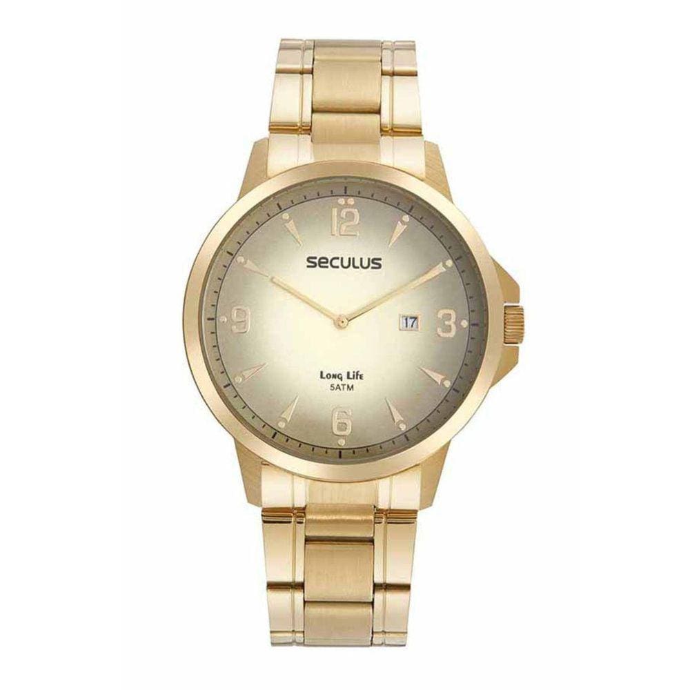 Relógio Seculus 44128GPSVDA3 Masculino Dourado 39mm