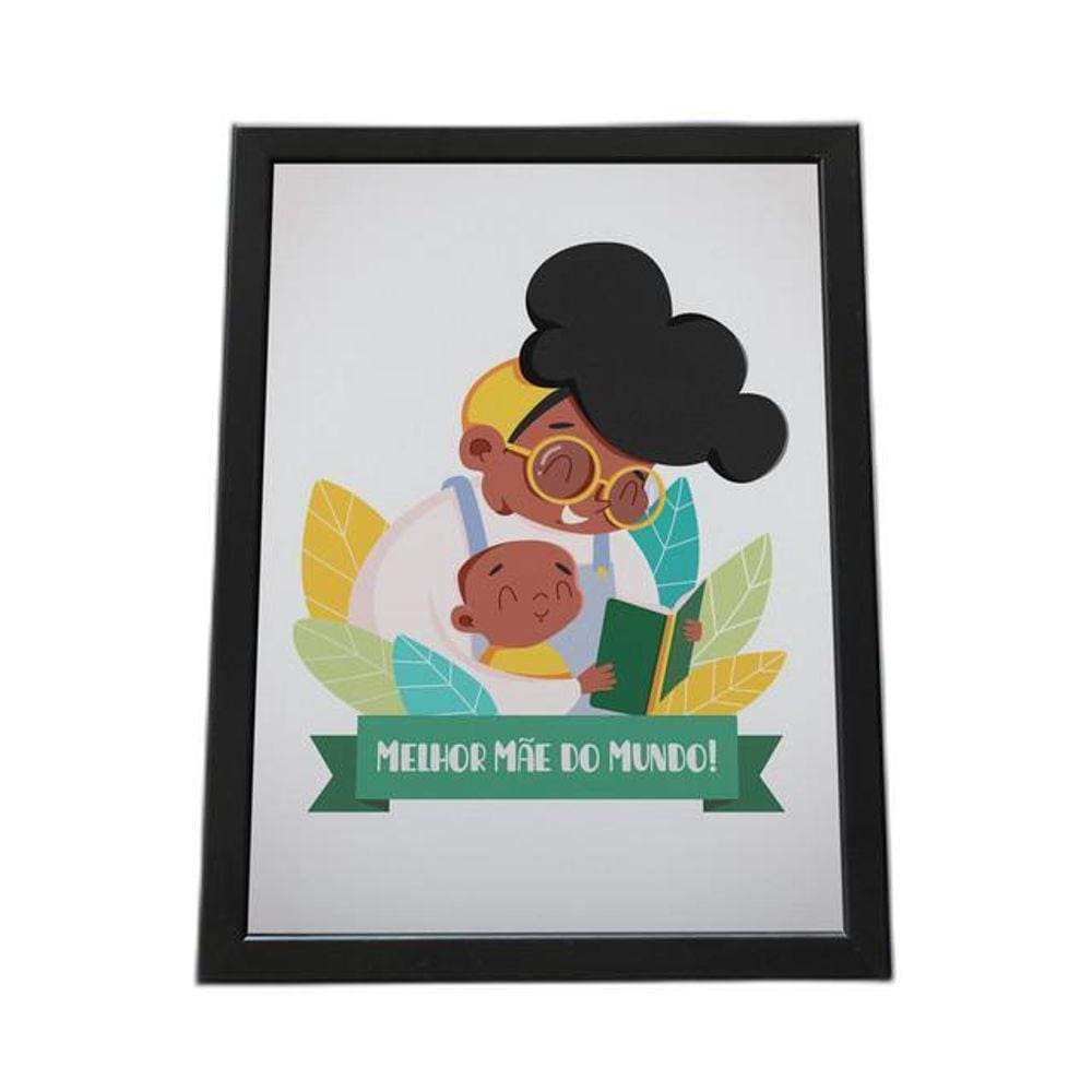 Quadro Com Moldura Melhor Mae Do Mundo, Mae E Filho Negros