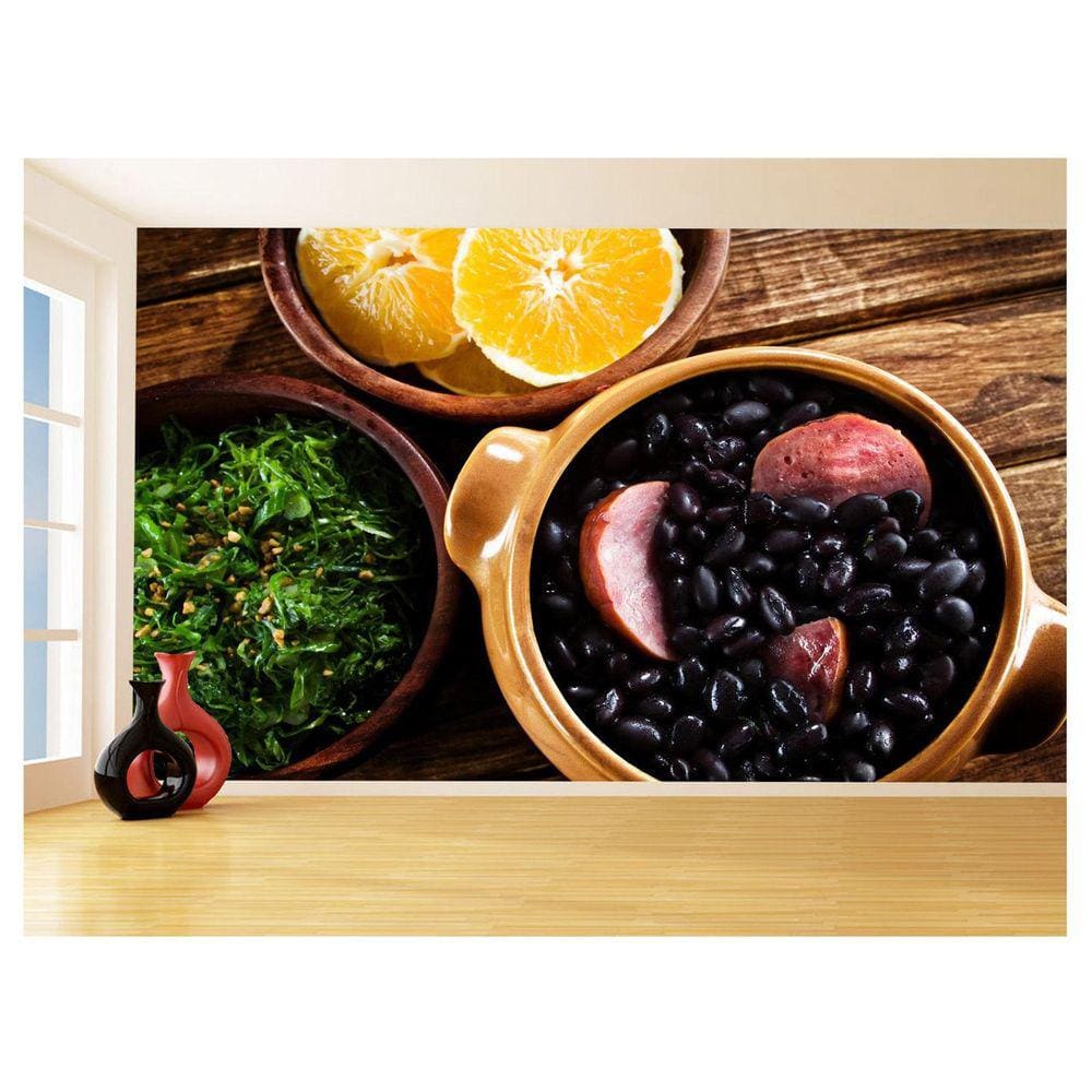 Papel De Parede Alimentos Feijoada Prato Couve 3,5M Al311