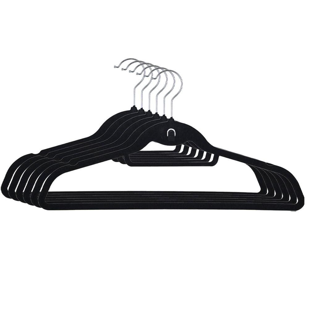 Kit 6 Cabides De Veludo Slim Preto Antideslizante Ultrafino