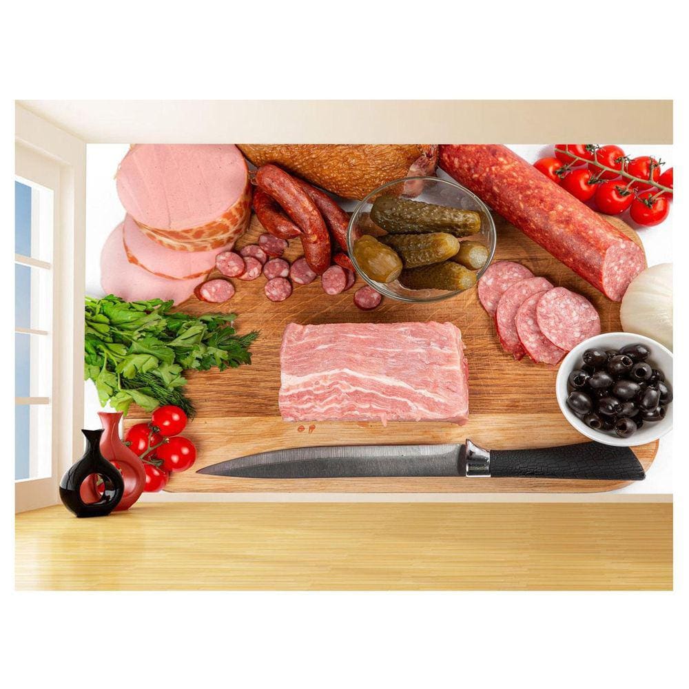 Papel De Parede Alimentos Carne Seca Embutidos 3,5M Al477