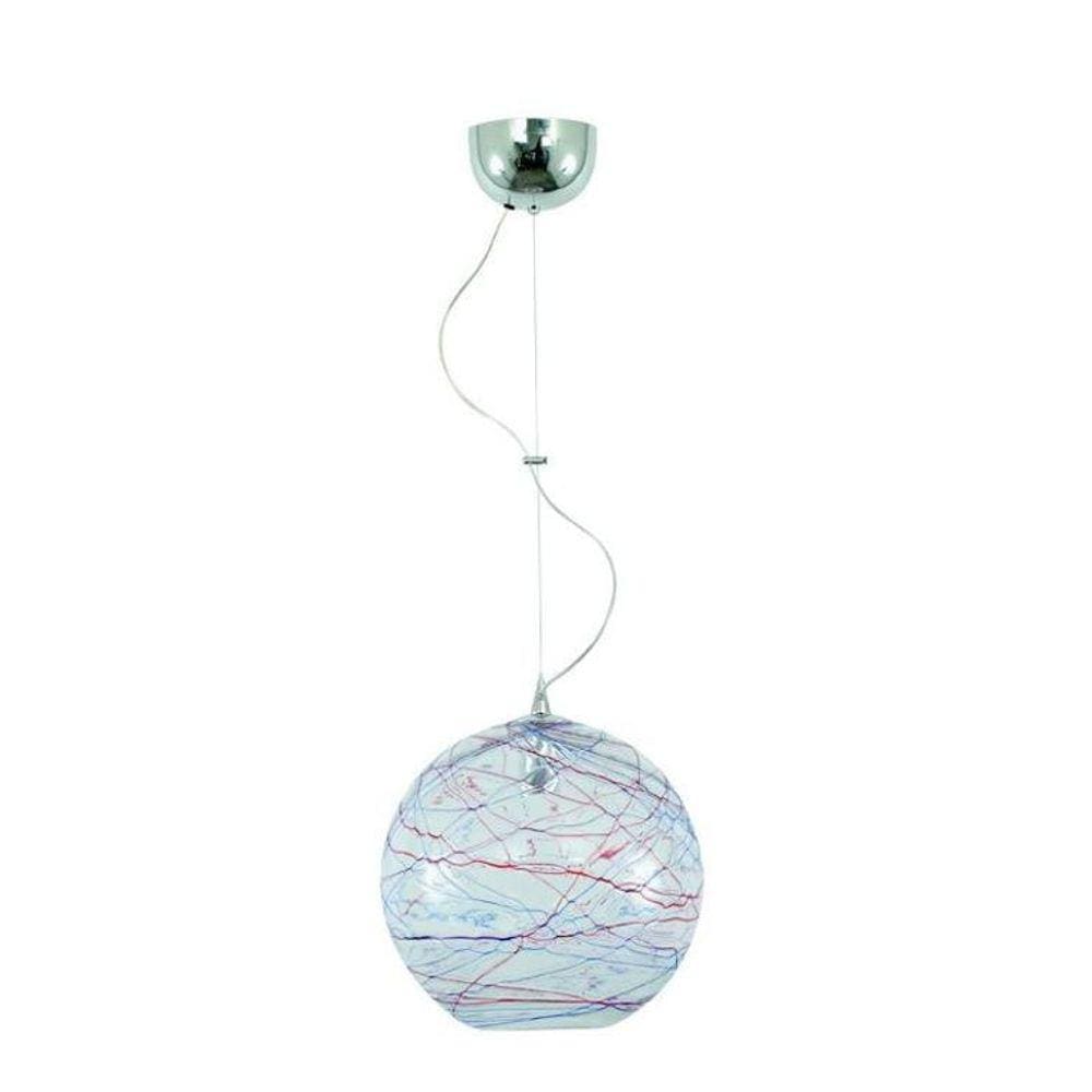 Lustre Pendente Bola Craquelet Em Vidro Incolor Grafia
