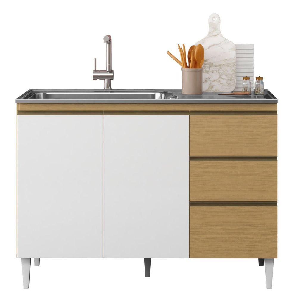 Balcão para Pia 3 Portas 2 Gavetas Nevasca