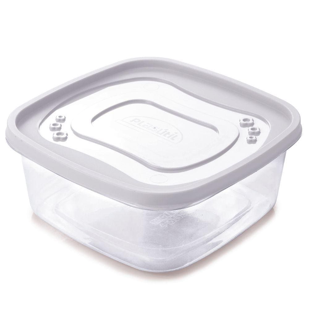 Pote de plástico Clic quadrado 2,85 litros branco Plasutil ref. 2763