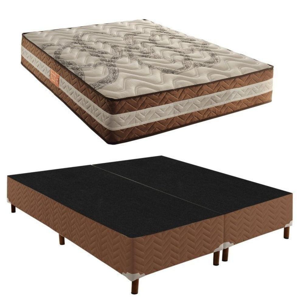 1 Cama Box King 42x193x203cmcom Colchão Super King Molas Ensacadas 30x193x203cm Samambaia Rustico Cerejeira
