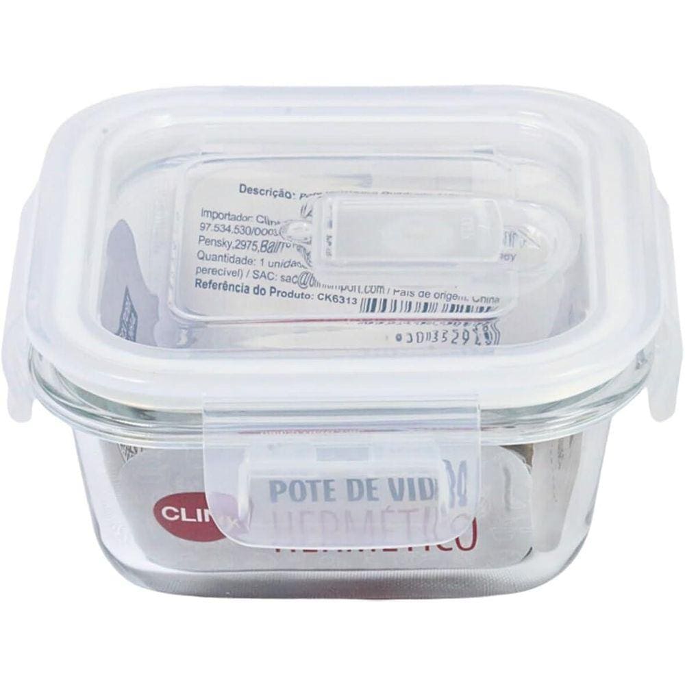 Conjunto Potes De Vidro Hermético Marmita 525Ml Quadrado
