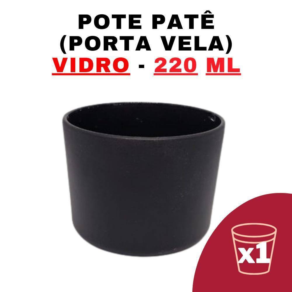 Kit Potes De Vidro Jateado Patê Preto Tampa 220Ml