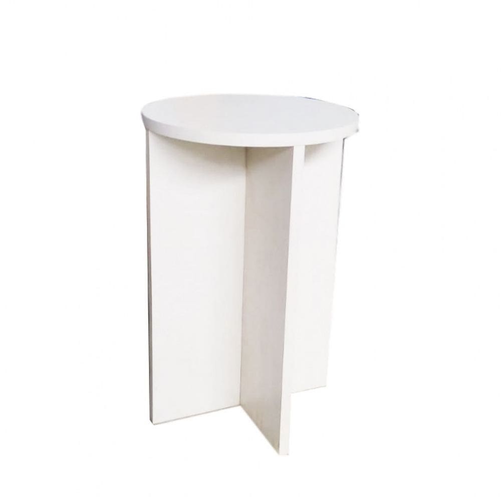 Banco Tampo Redondo 45cm Em Mdf Branco