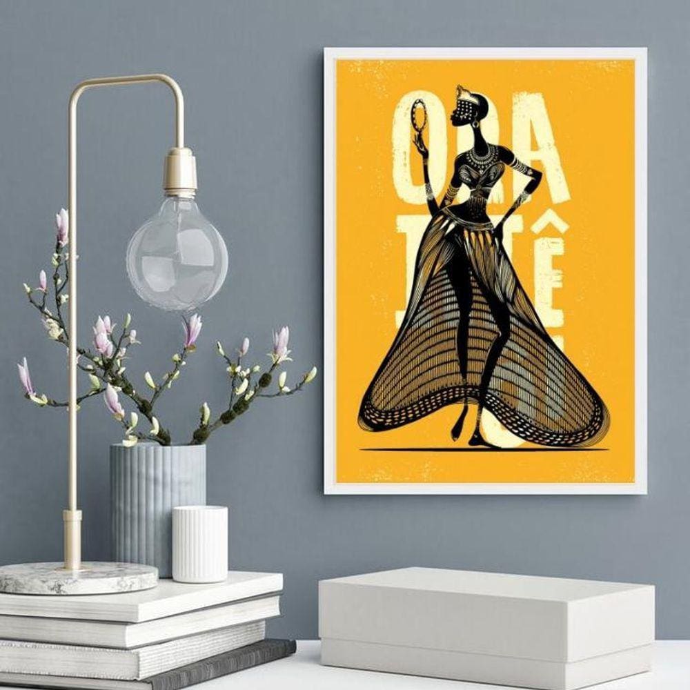 Quadro Poster Candomblé Oxum 45X34Cm - Com Vidro
