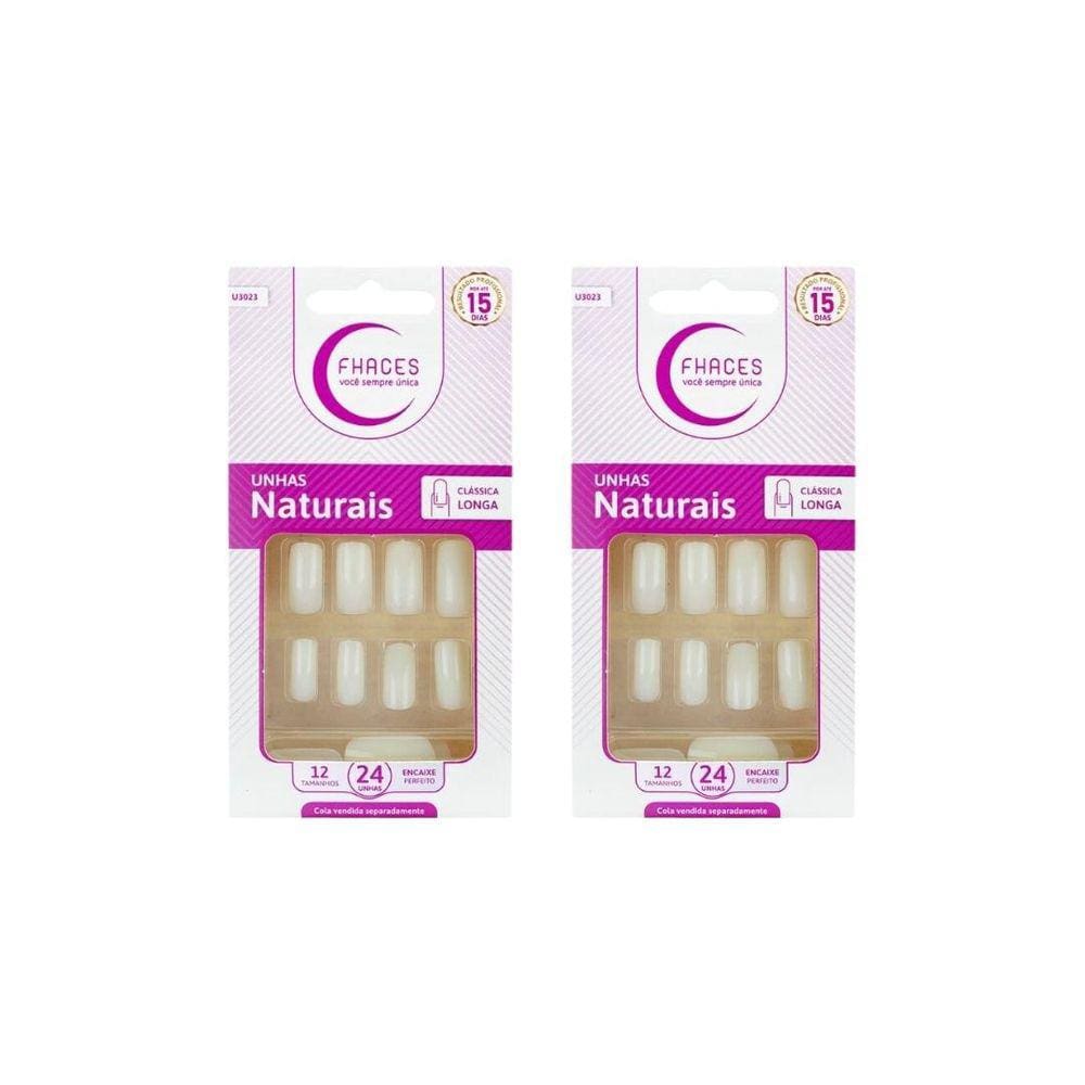 Unhas Postiças Fhaces Natural Longa Classica Com 24Un - 2Un
