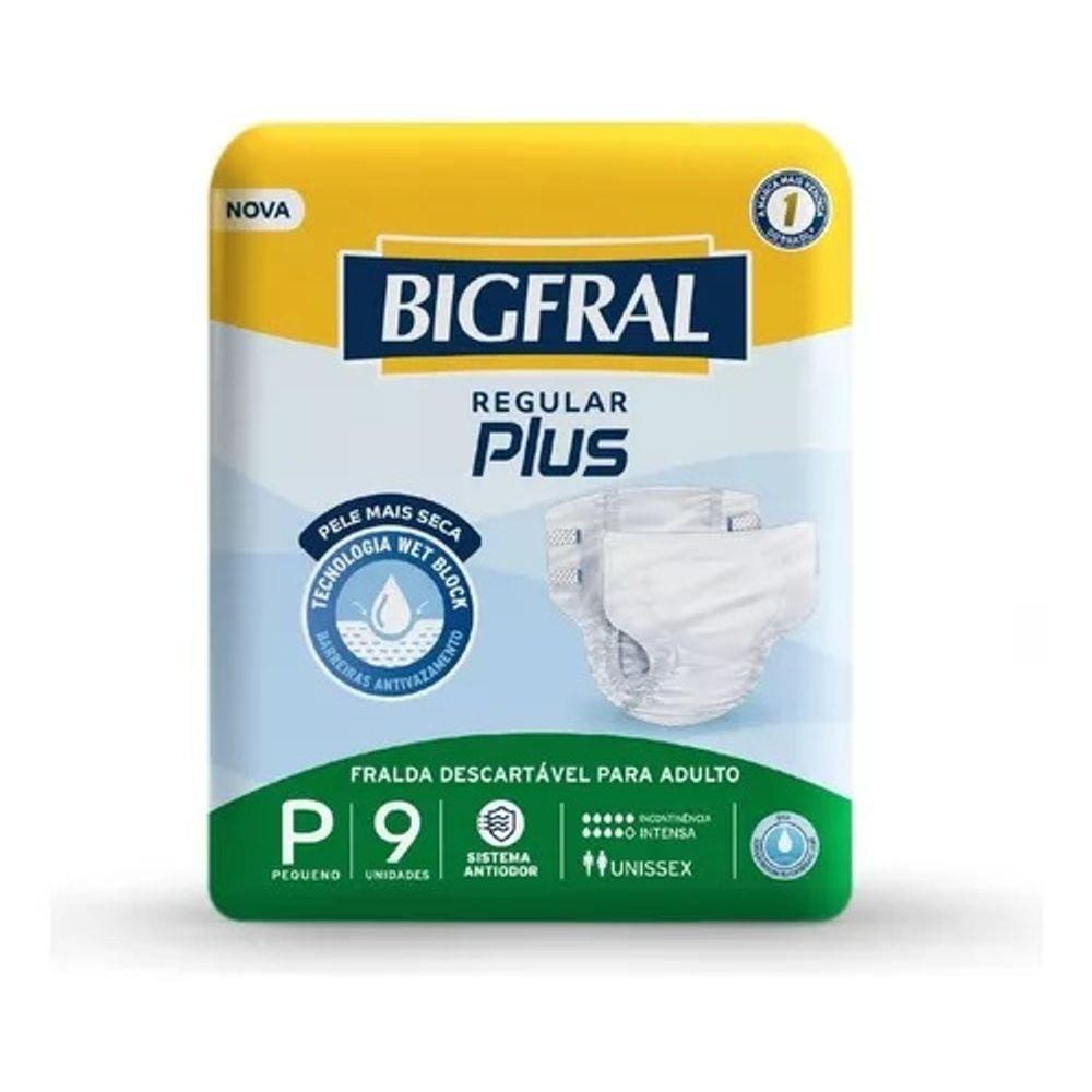 Fralda Geriátrica Bigfral Plus Regular P - 9 Unidades