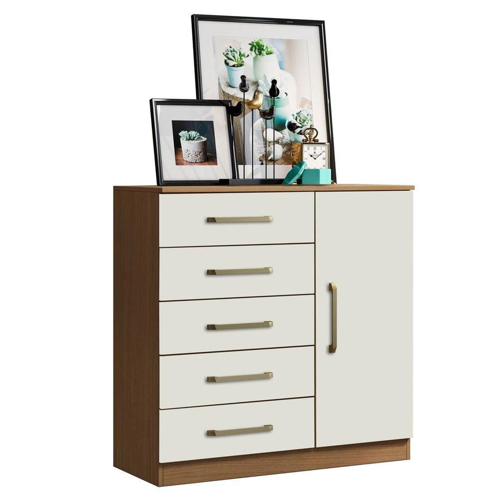 Cômoda 5 Gavetas 1 Porta Lily