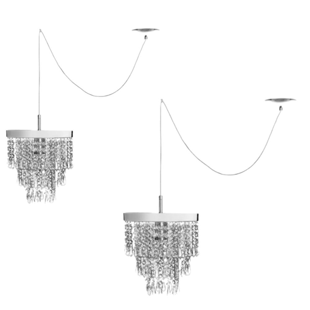 2 Lustre Pendente Cristal Acrílicos Anucrilic Com Deslocador
