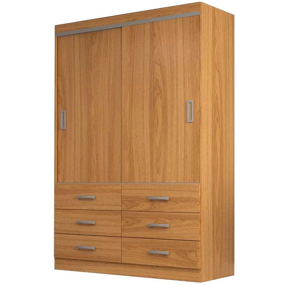 Guarda Roupa Veneza Solteiro 2 Portas 6 Gavetas Evidencia Cor Cinamomo