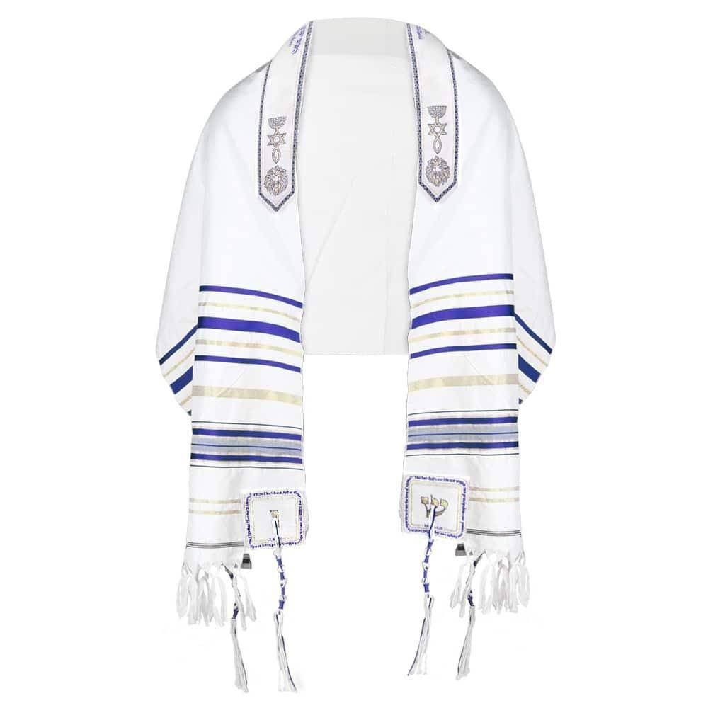 Talit Messiânico Azul Leão 55 X 180 Cm - De Israel