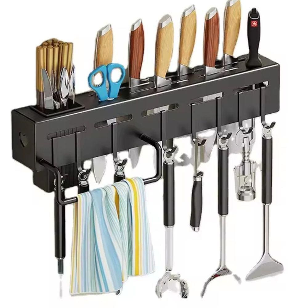 Rack Suspenso de Parede Cozinha Porta Facas Utensílios Black