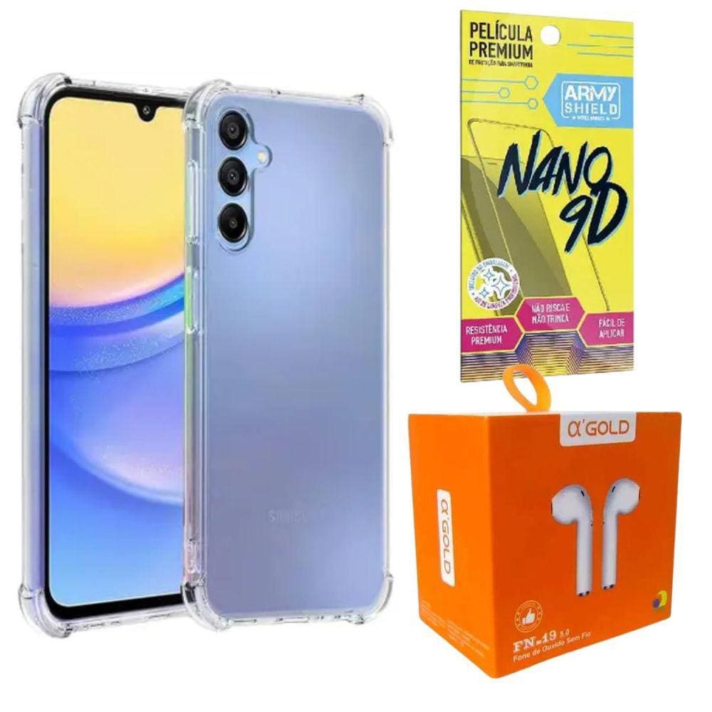 Kit Capinha Para Galaxy A35 + Fone Bluetooth + Pelicula 9D