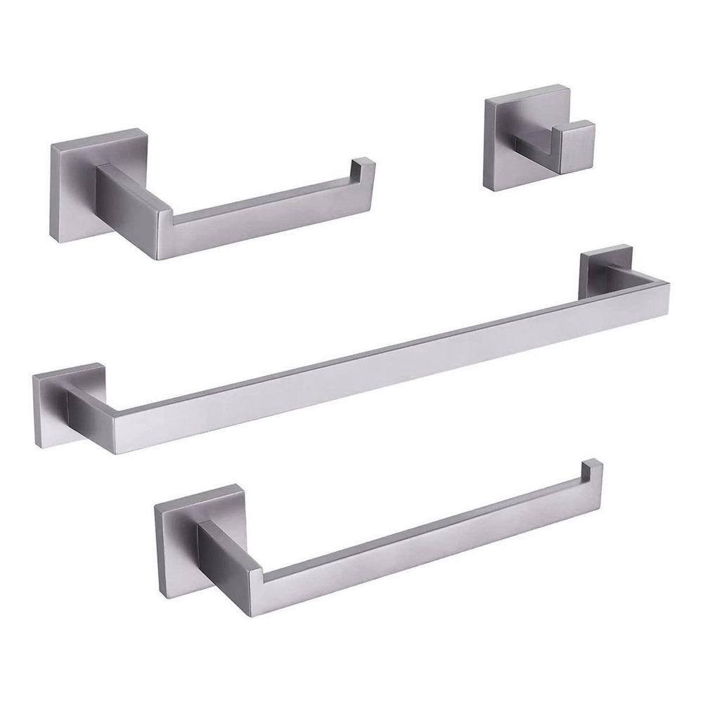 Kit Acessórios Para Banheiro Luxo Prata Inox Aço Escovado