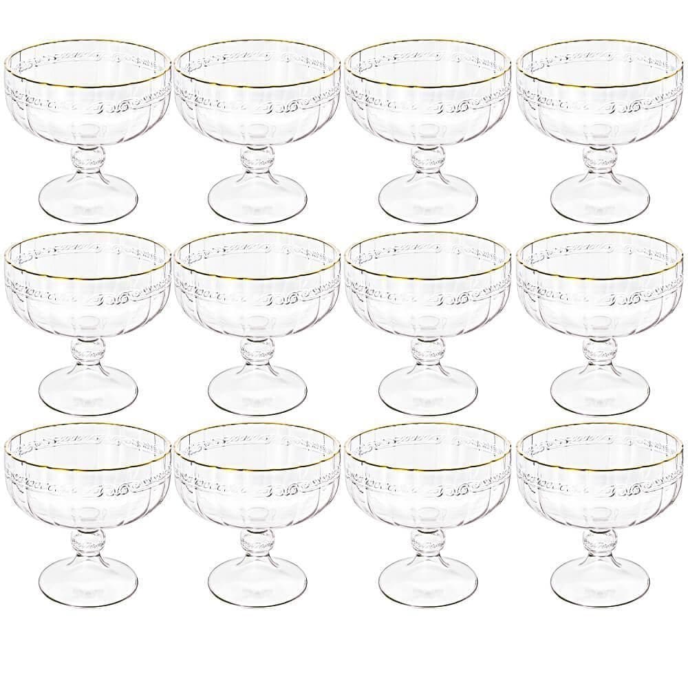 Taça Sobremesa Em Cristal Imperial Fio Ouro 200Ml 12 Peças